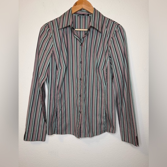 Lafayette 148 New York SZ 4 Striped Button Down Shirt - Multicolor - Picture 1 of 8